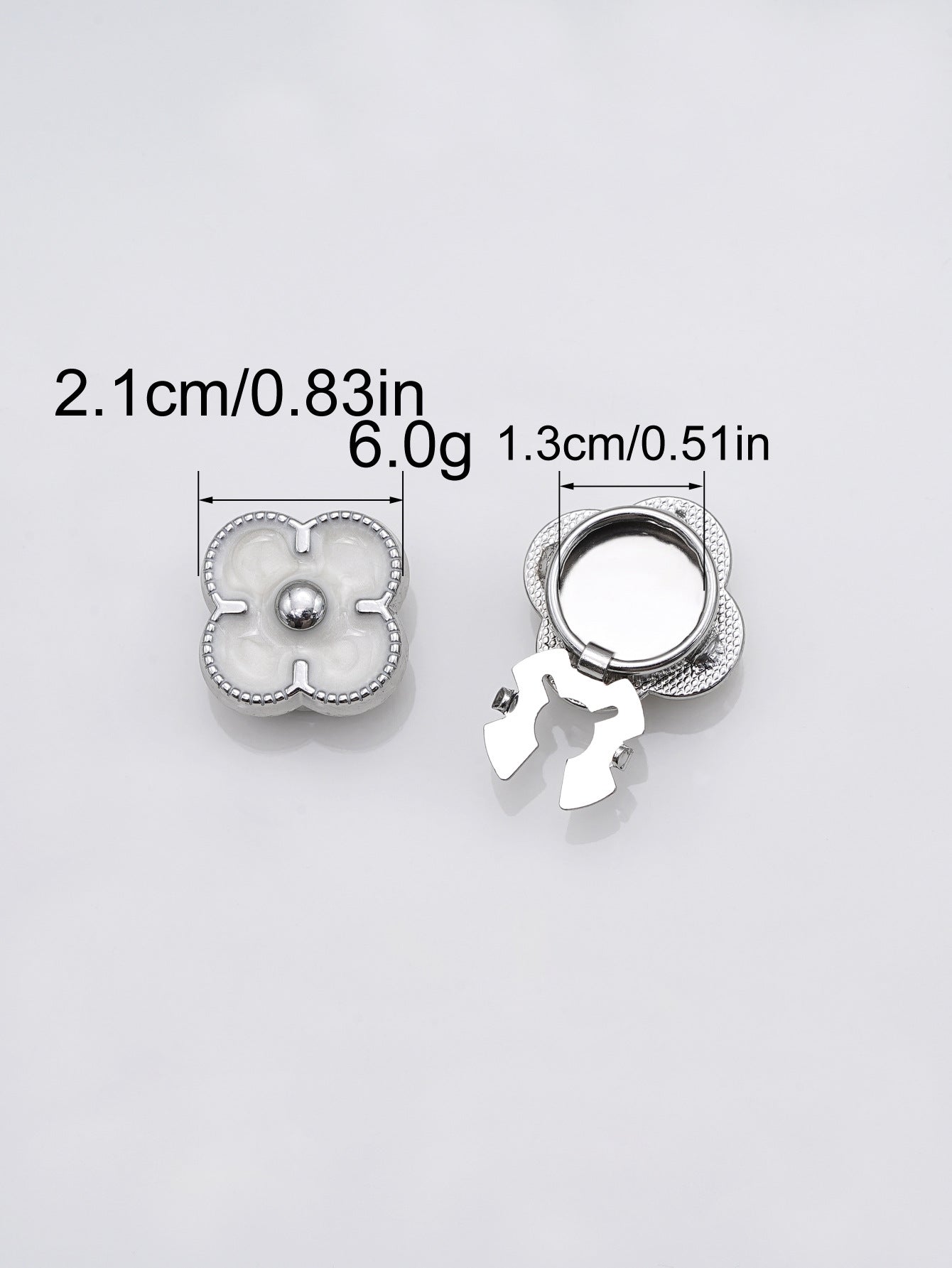21mm Four-Leaf Clover Detachable Metal Clamp Buttons 3 Pack