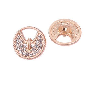 12mm Round Hollow Diamond-Encrusted Metal Shank Buttons – 20Pcs
