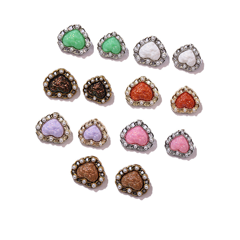20mm/23mm Vintage Heart-Shaped Resin Metal Buttons 10pcs