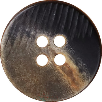 Black Flat-Scorched Natural Horn Buttons 4-Hole for Coat Jacket | Pack of 20