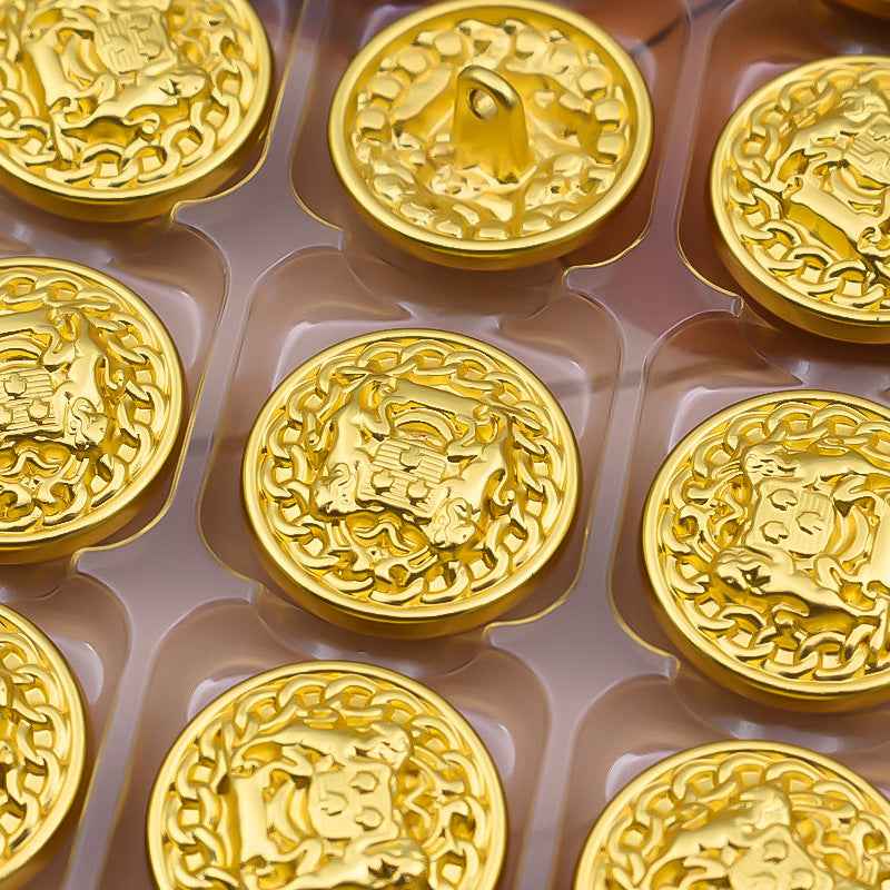 15/18/20/23/25mm British Lion Vintage Gold Metal Shank Buttons 30 Pack