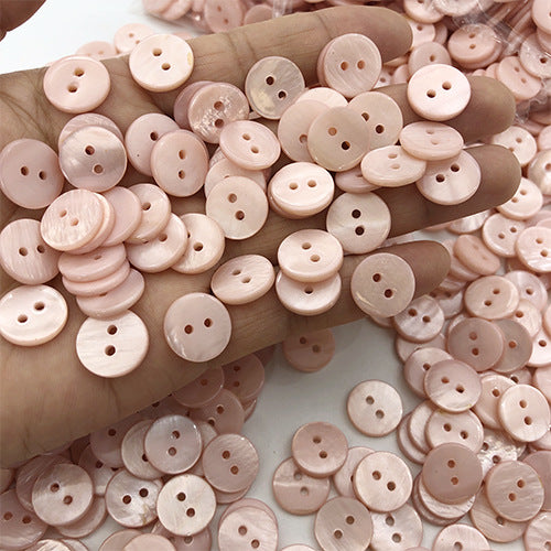 9/10/12.5mm Round 2-Hole Natural Shell Colorful Shirt Buttons 70 Pack