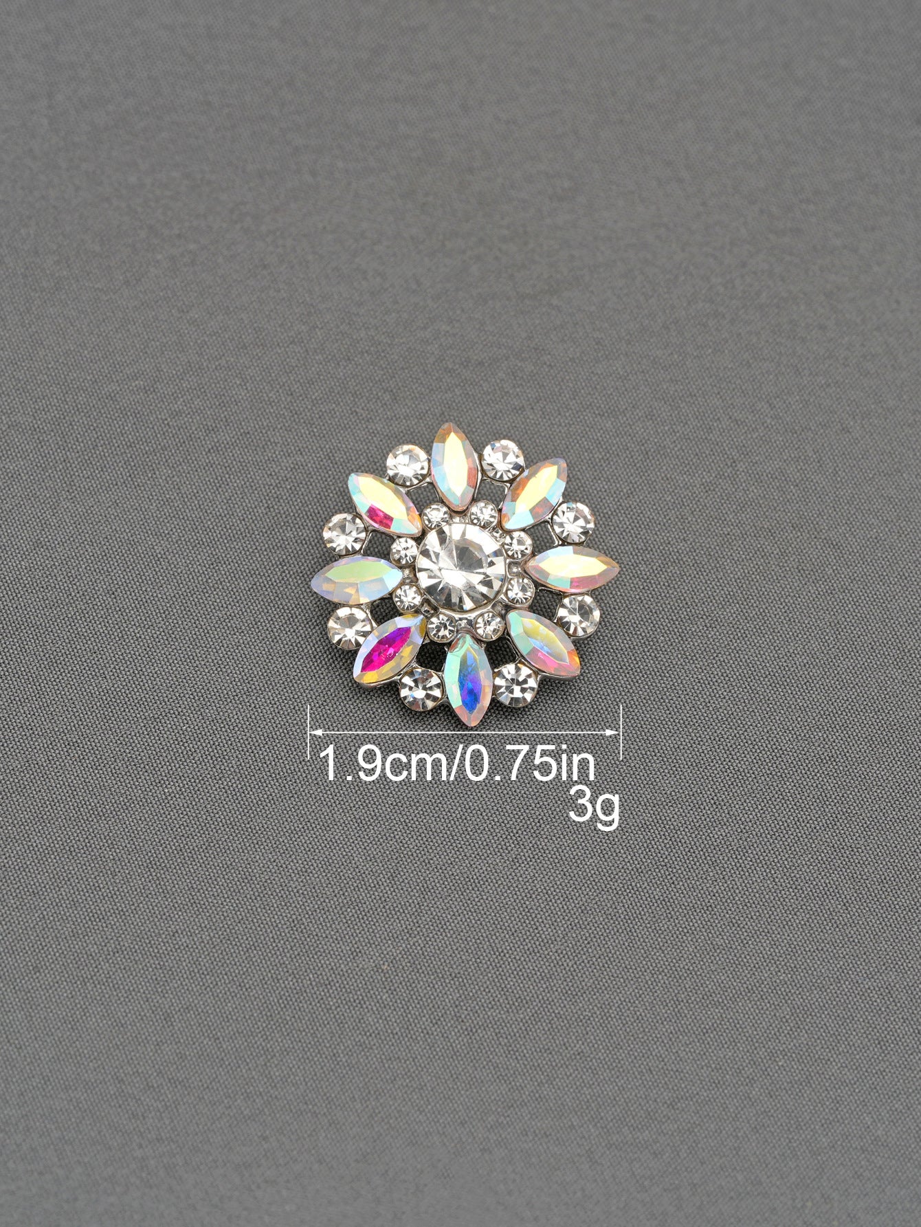 Crystal Flower Rhinestone Zinc Alloy + Glass Shank Buttons 6 Pack