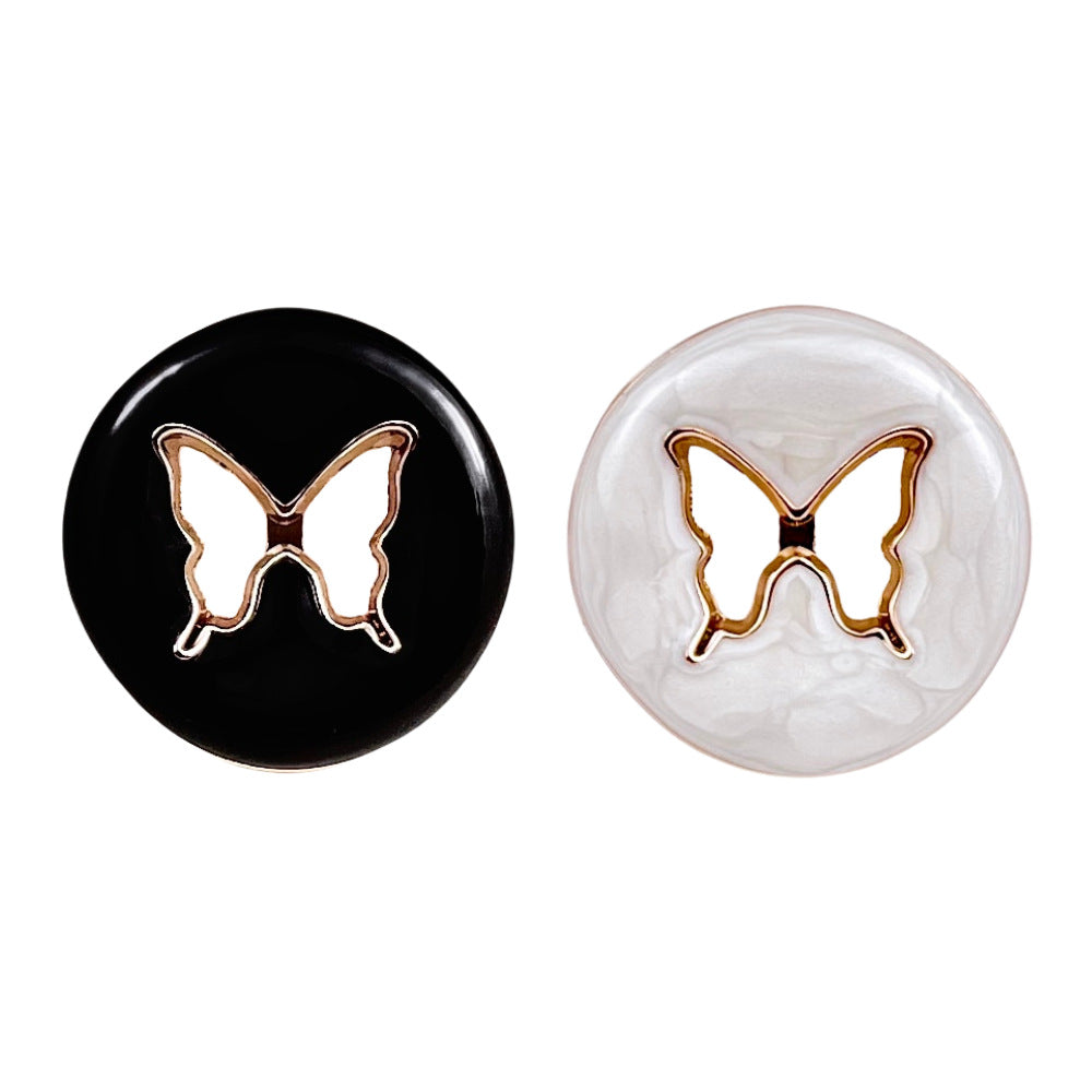 18/23mm Fekete és Fehér Üreges Pillangó Fém Gomb 10db