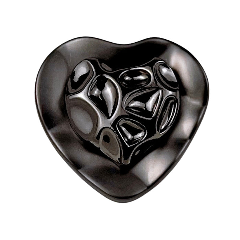 21/25MM Wrinkled Heart Shape Metal Shank Buttons 10pcs