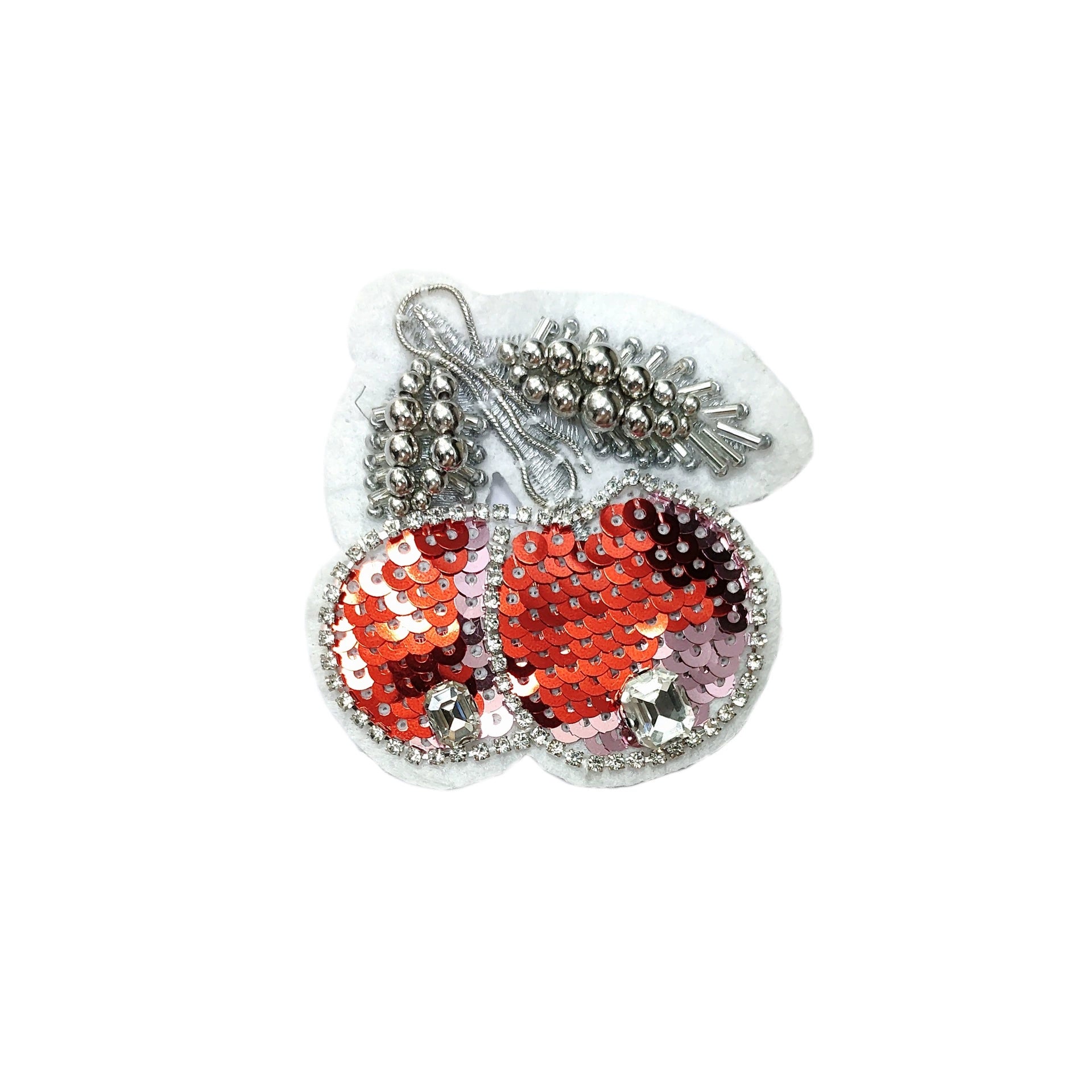 Söt körsbärsrosett och djur handbroderad DIY-applikation 5-pack