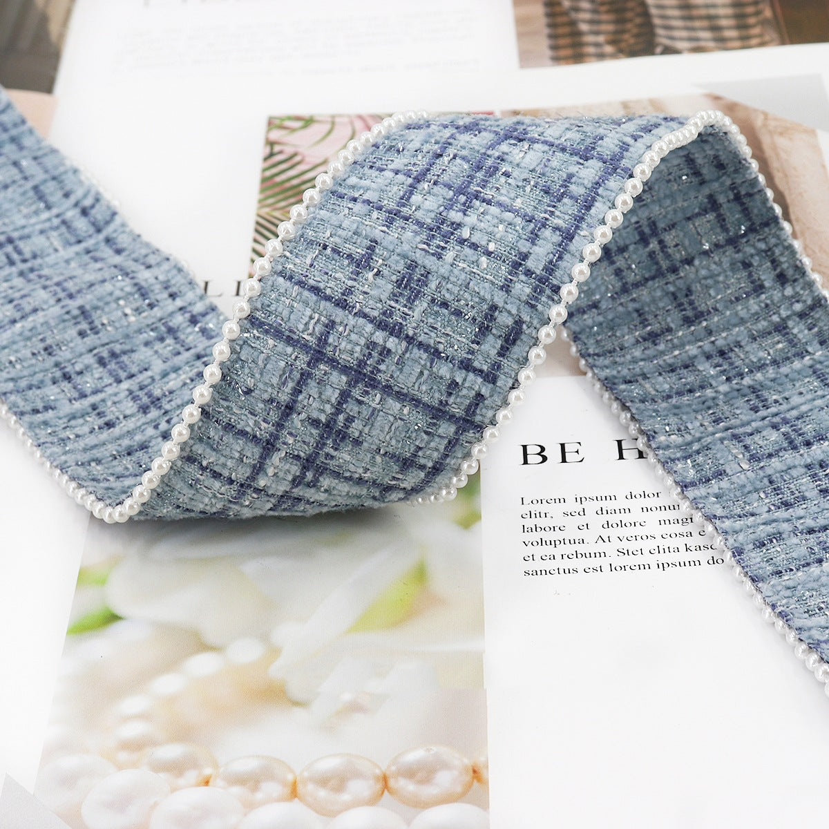 38 mm Ruudullinen Flanelliraita Helmireunalla 5 Yards