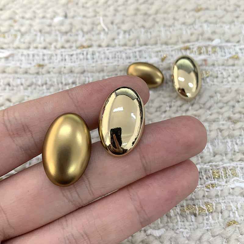 Oval Smooth Gold Alloy Shank Buttons for Sweaters 48 Pack