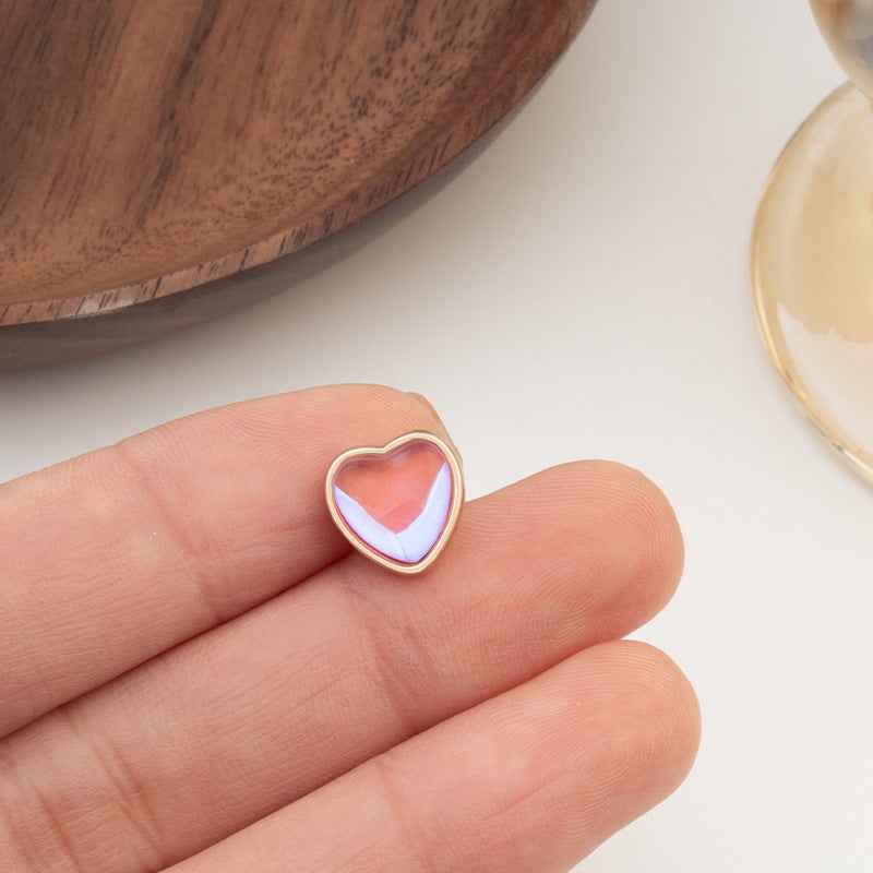 10mm Heart Shaped Buttons with Gold Edge Iridescent Finish 30pcs