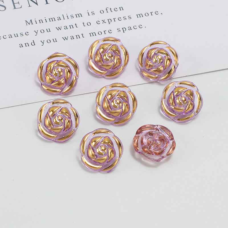 12.5mm Acrylic Candy Color Rose Buttons for Kids' Sweaters 100 Pack