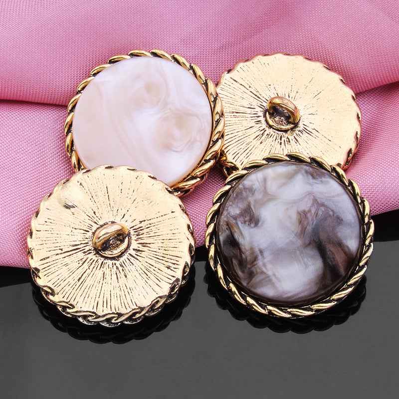 18mm/21mm/25mm Round Lockstitch Resin Metal Buttons for Jackets 18pcs