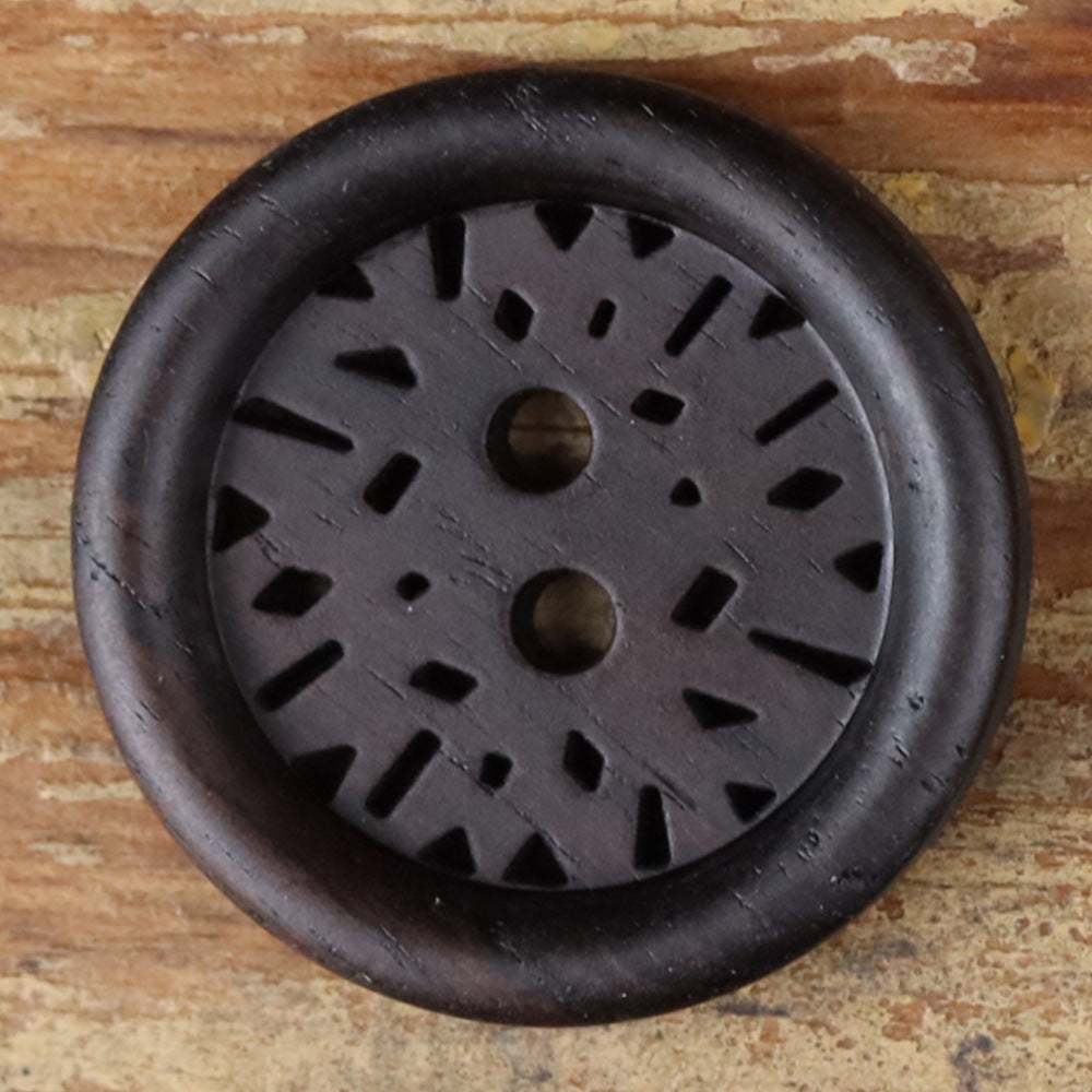 Black Sandalwood Laser-Engraved Round 2-Hole Buttons for Coats & Suits – Set of 20