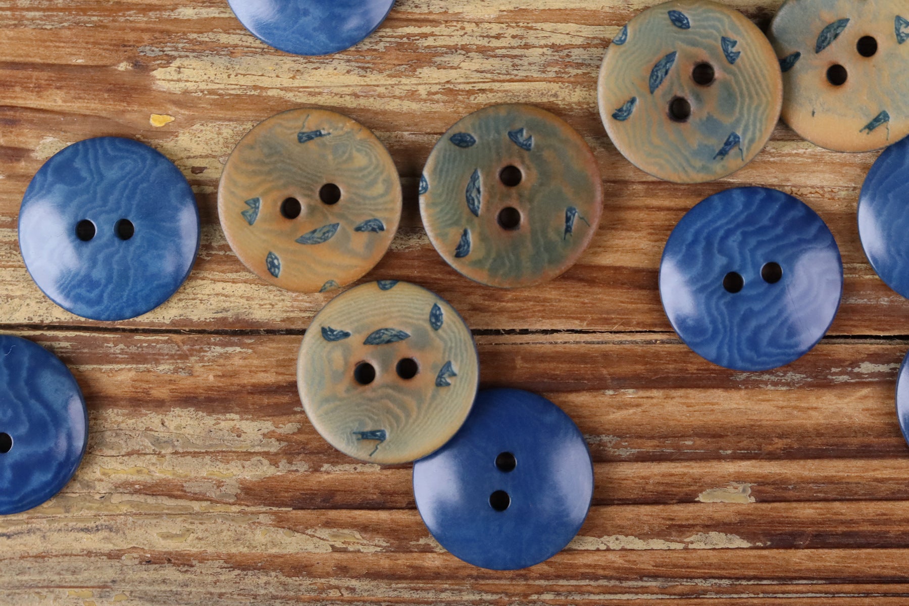 Natural Nut Round Flat 2-Hole Buttons – Artisan Vintage Style – Set of 20