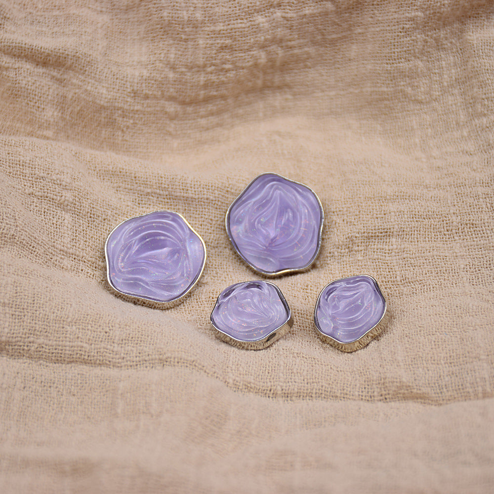 Floral Mosaic Transparent Floral Resin Metal Buttons 20-Pack