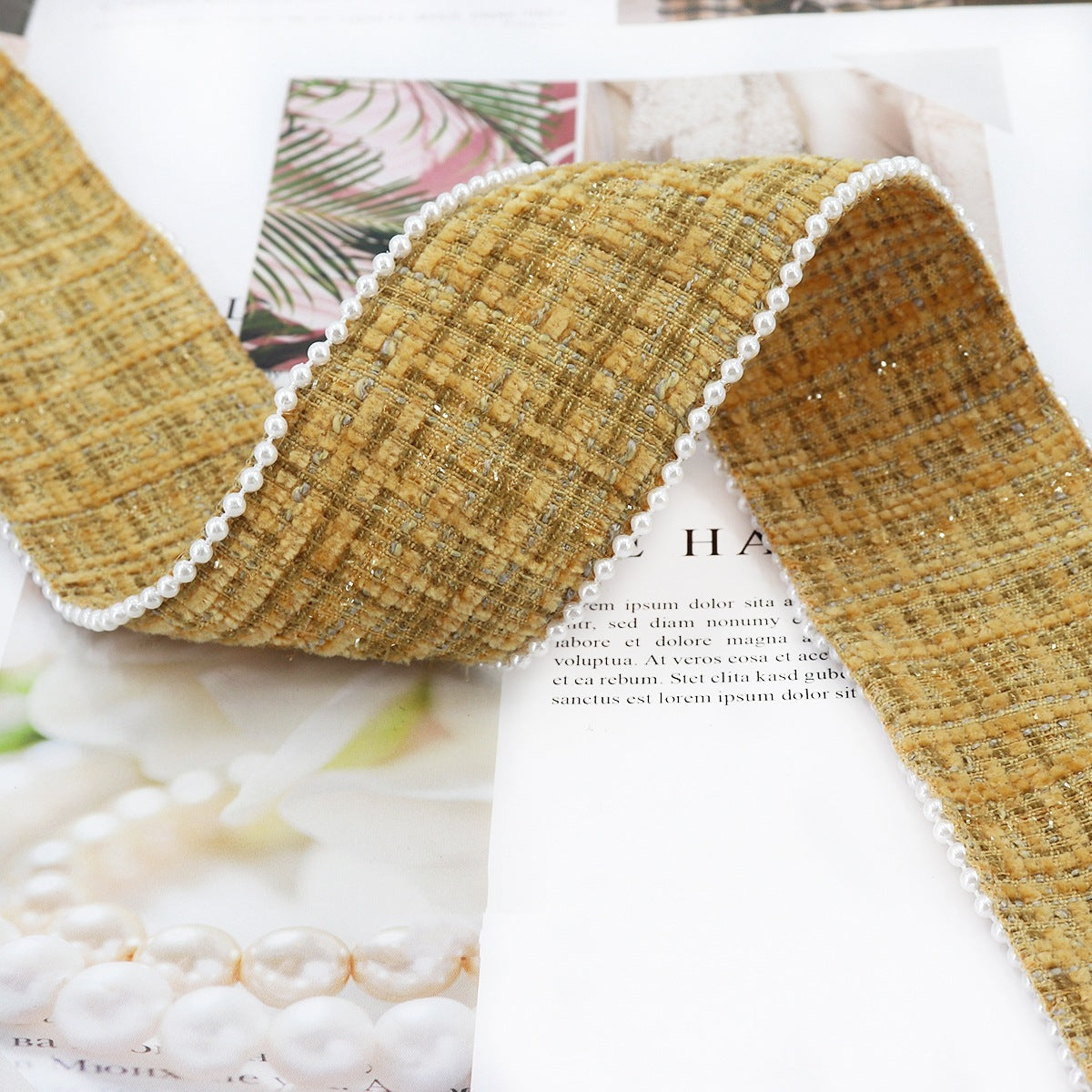 38 mm Ruudullinen Flanelliraita Helmireunalla 5 Yards
