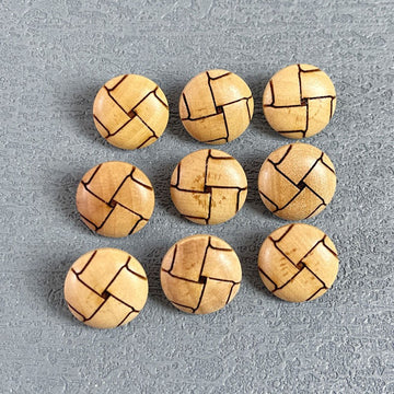 Vintage Natural Wood Round Shank Buttons 50 Pack