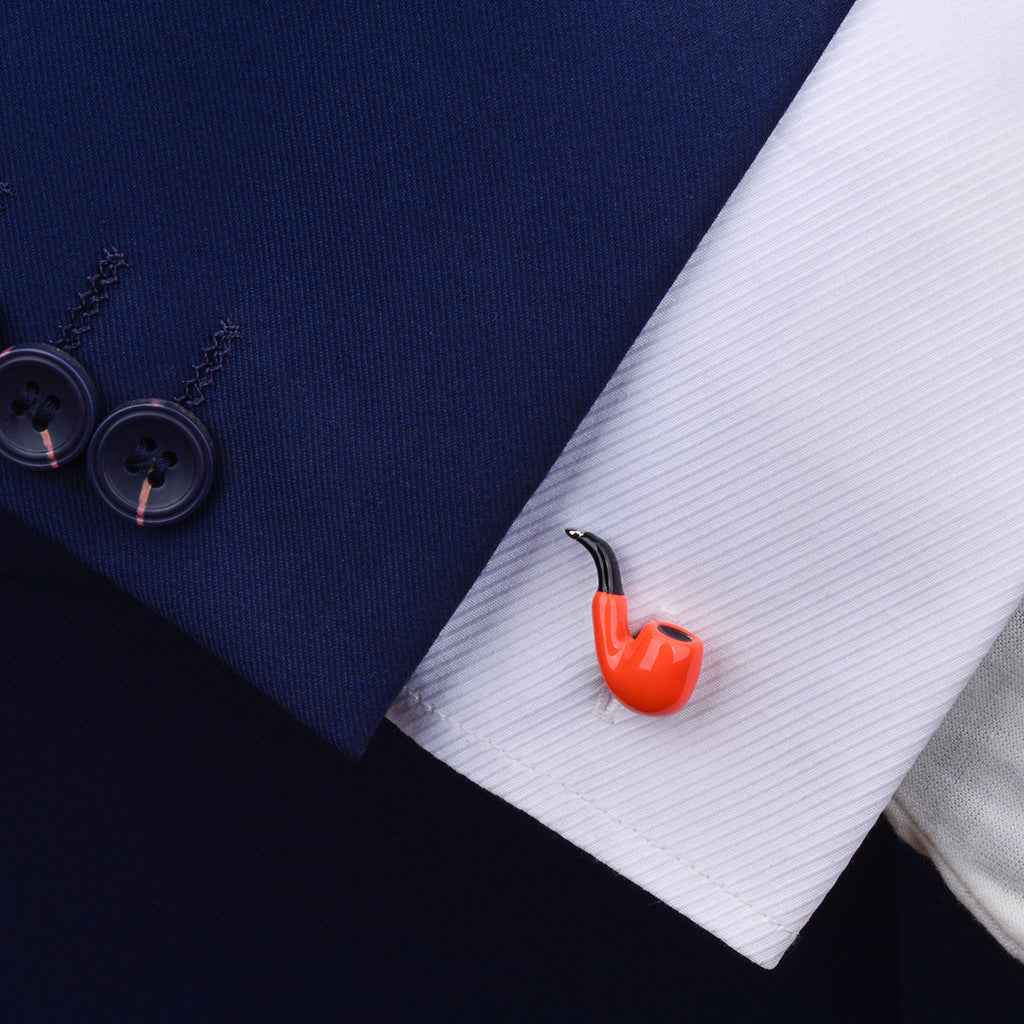Unique Copper Orange Pipe Cufflinks for Men