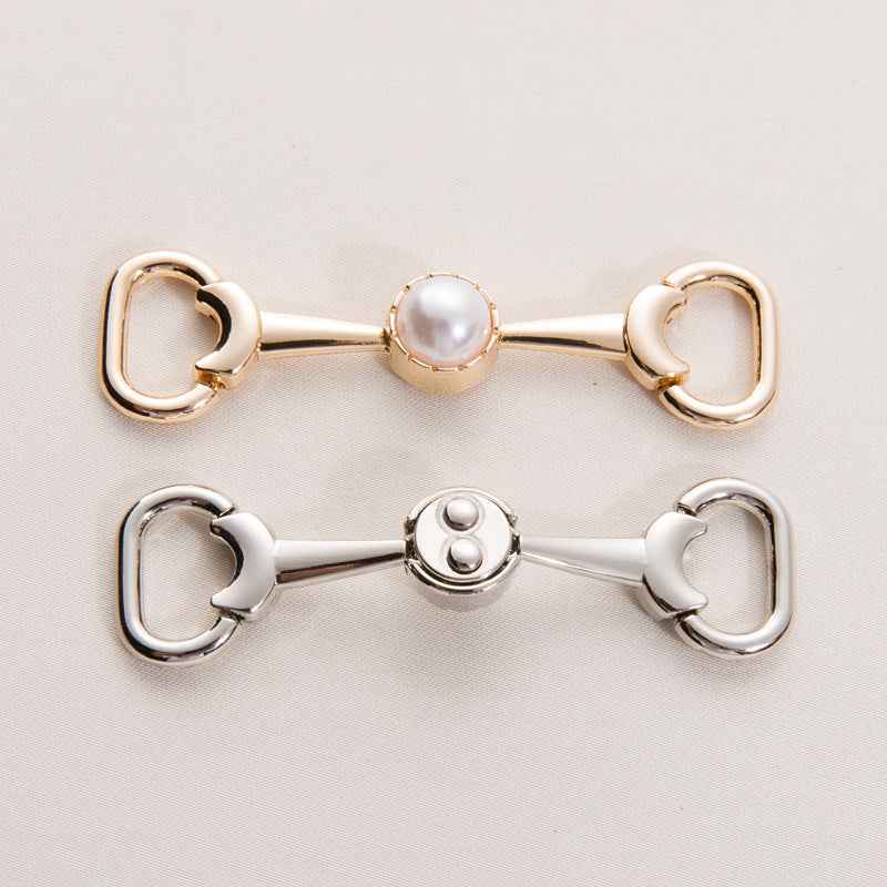 72mm Gold Silver Metal Chain with Pearl Decorative Shoe Buckle 20 Pack