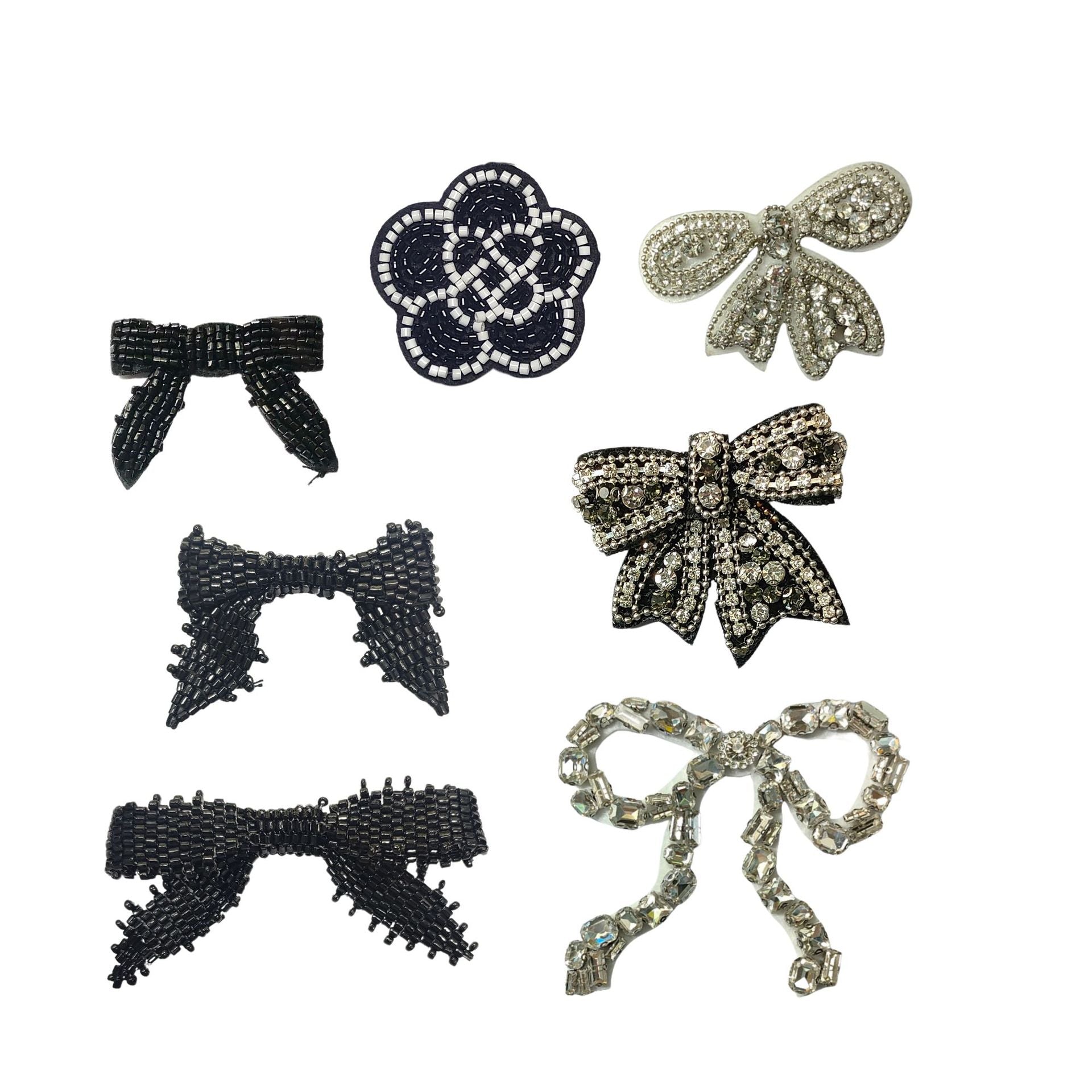 Liten Båge Kamelia DIY Skor Broderad Tygmärke 7 Pack