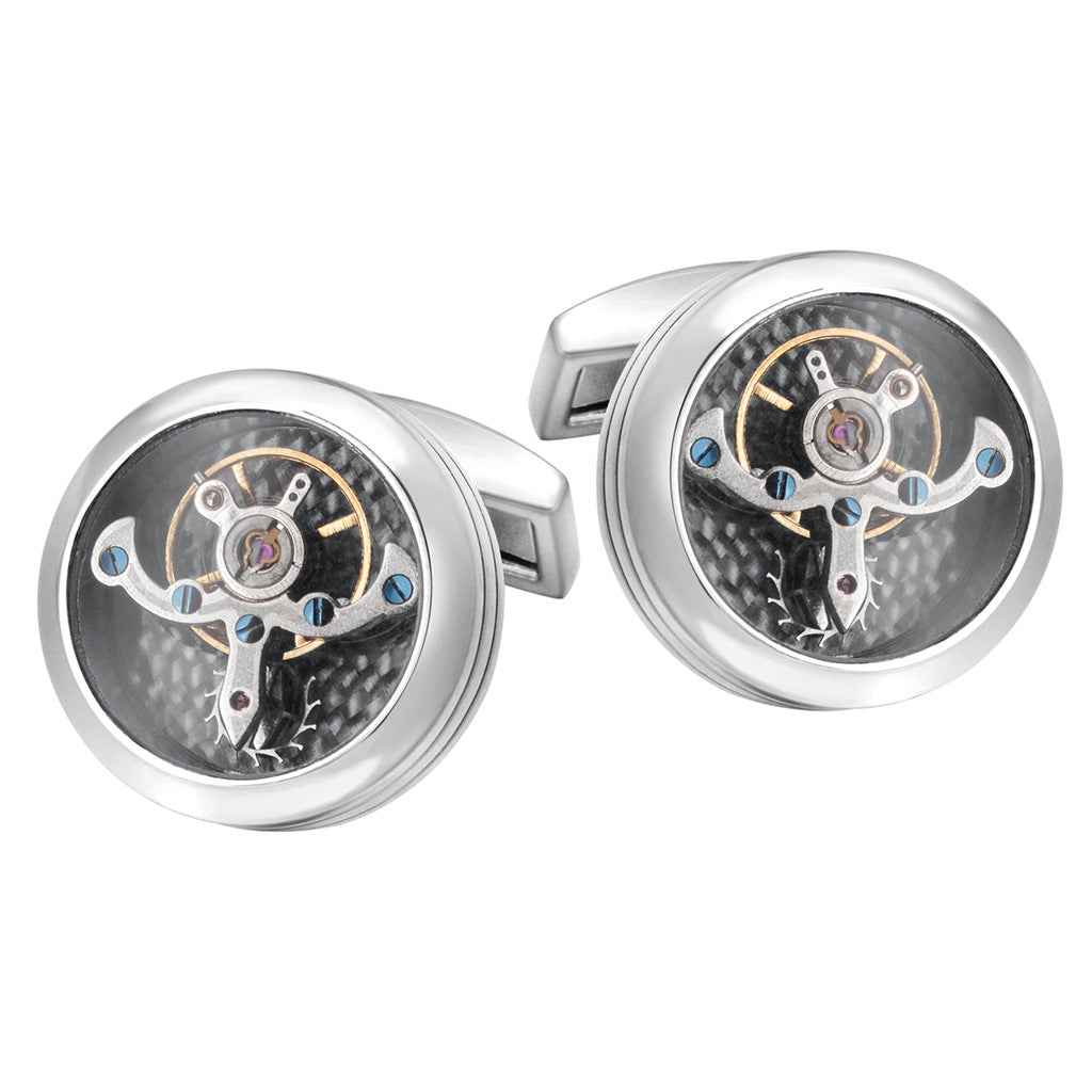 Luxury Tourbillon Watch Movement Cufflinks for Steampunk Men