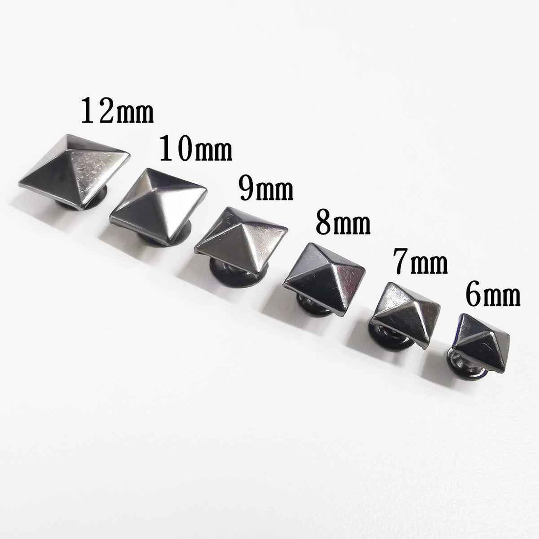 6-12mm Brass Pyramid Stud Rivets Decorative Metal Buttons 120 Pack
