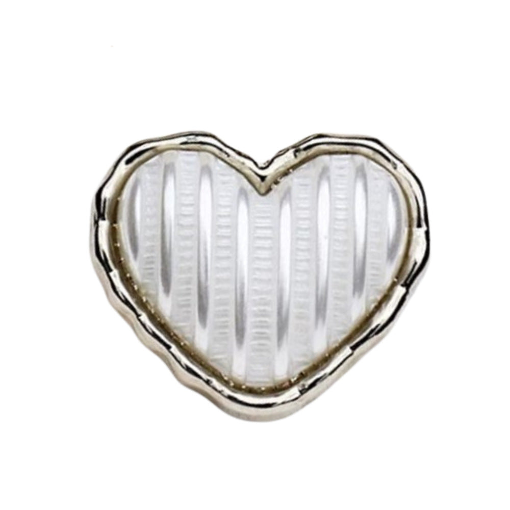 Gold Silver Base Vertical Stripe Heart Shape Metal Shank Buttons 10pcs
