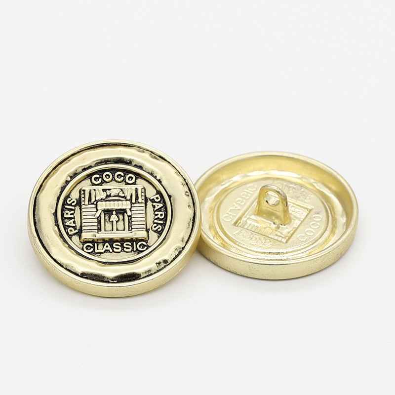 Frosted Gold Silver Vintage Parisian Style Metal Shank Buttons 48pcs