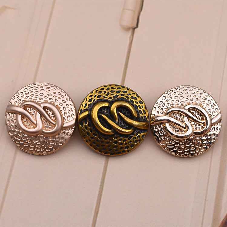 Round Antique Gold Ladylike Metal Shank Buttons for Coat 24 Pack