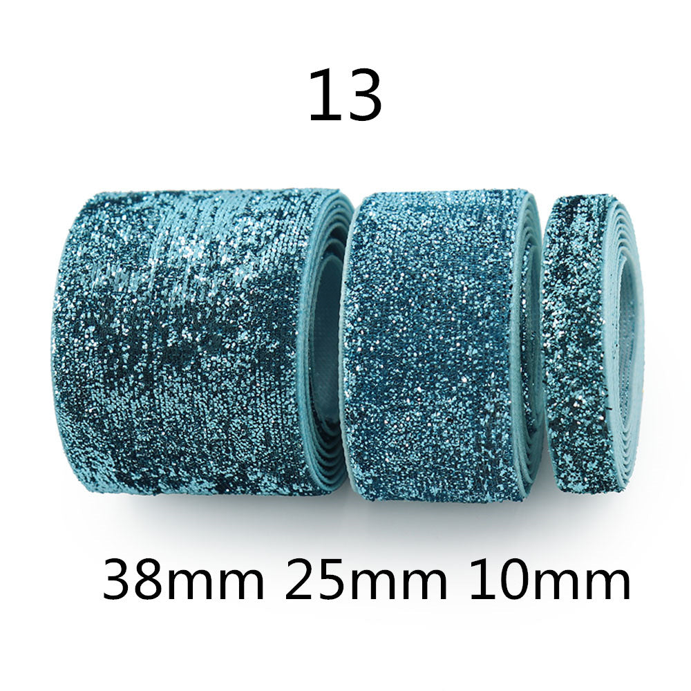 10/25/38mm Gradiens Chenille Szalag Csillogással 3 Méret Csomag