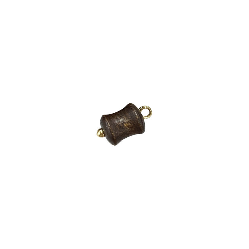 8mm Brown Chinese Hanfu Qipao Concave Cylinder Wooden Buttons 20pcs
