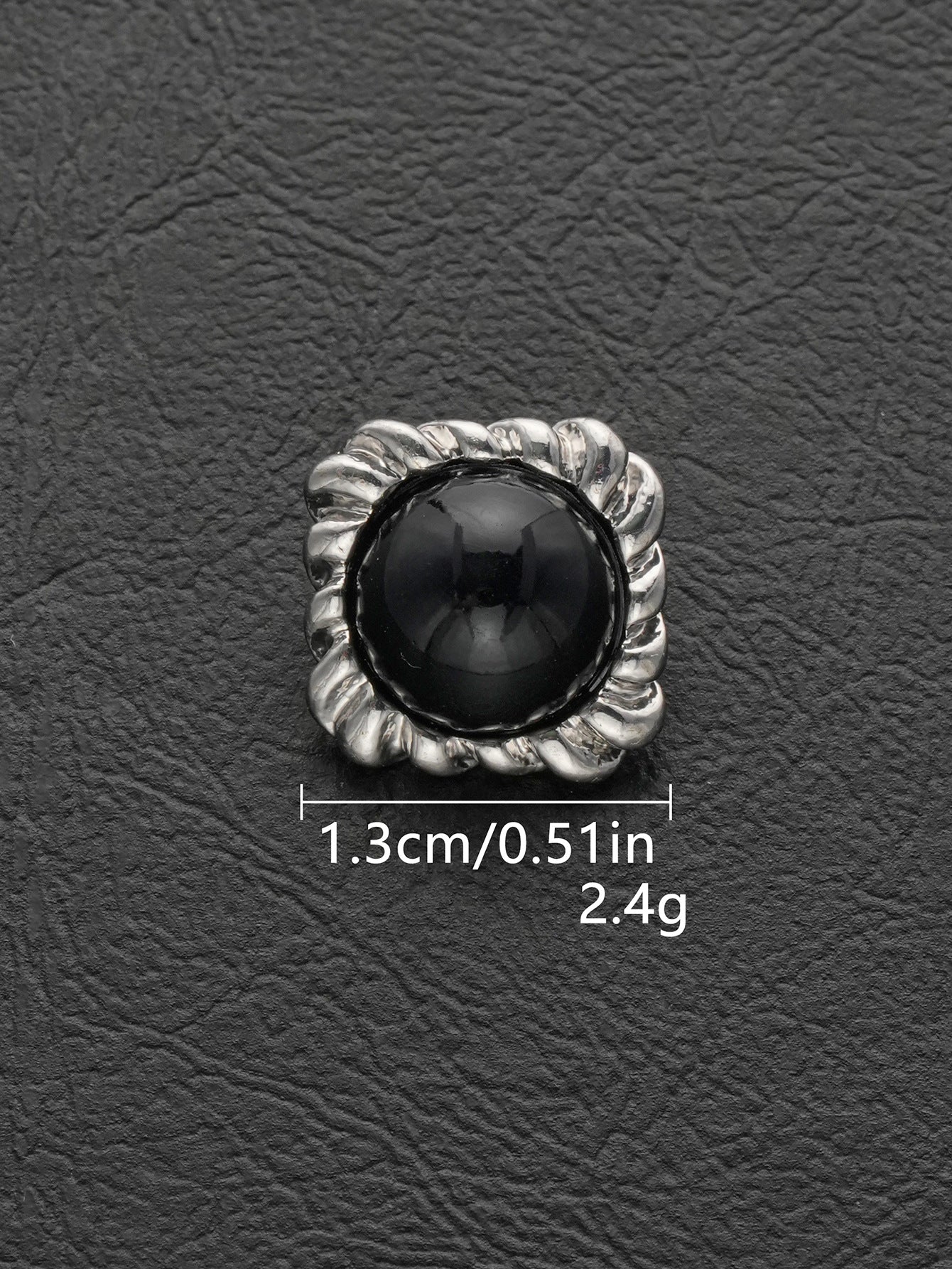 13mm Square Black Pearl Zinc Alloy Metal Shank Buttons 20 Pack