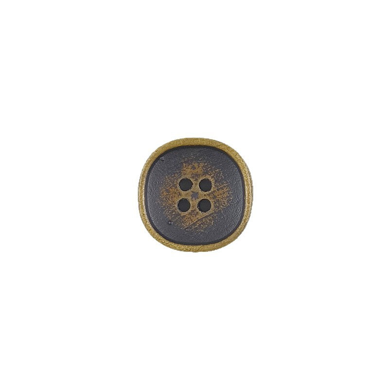 Brown Natural Wood Vintage Square Concave 4-Hole Buttons – Set of 40