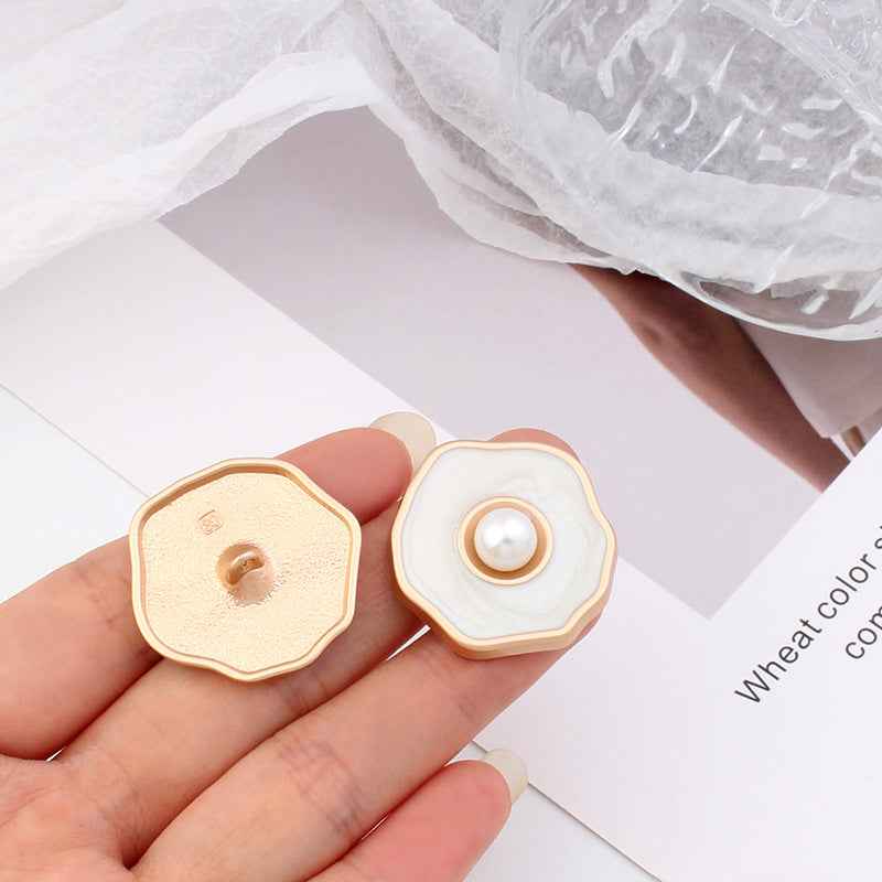 White Pearl Alloy Shank Buttons 18mm/23mm/25mm/30mm for Women's Coats