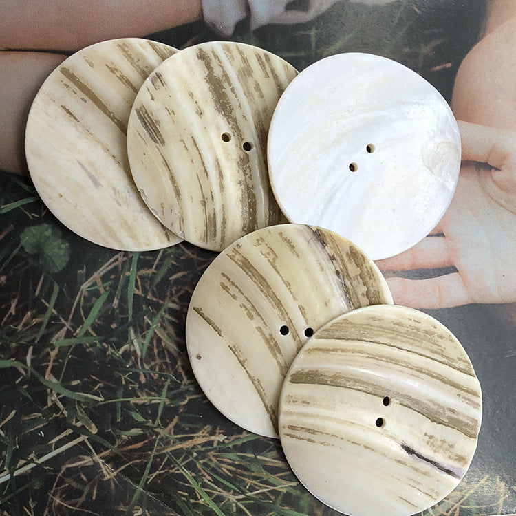 30-60mm Extra Large White Shell Round Two-Hole Buttons 10pcs