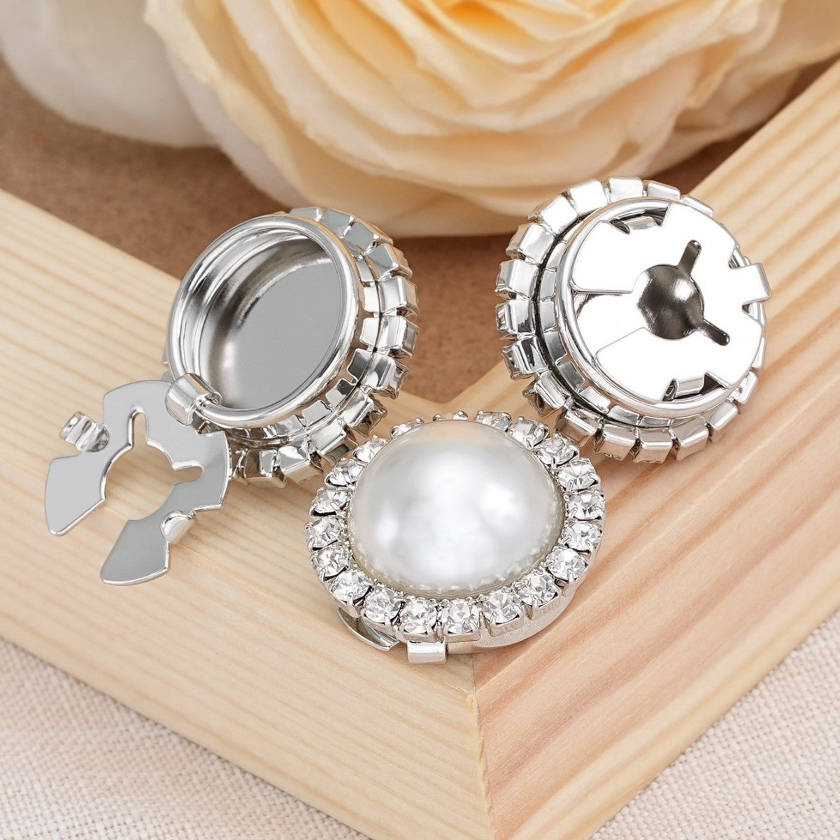 32L 20mm Copper Rhinestone Chain Clamp Decorative Buttons 6 Pack