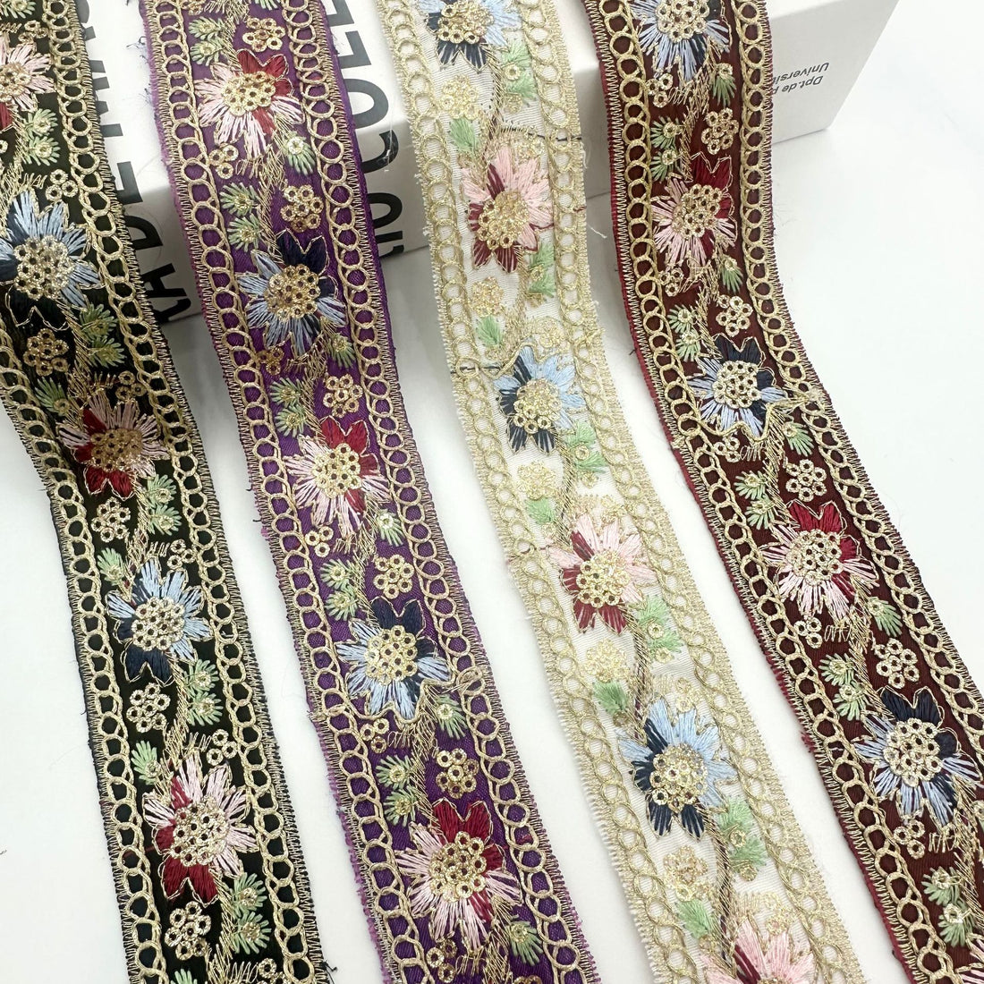 Vintage Ethnic Sequin Embroidered Ribbon Trim 10 Yards 3.5cm