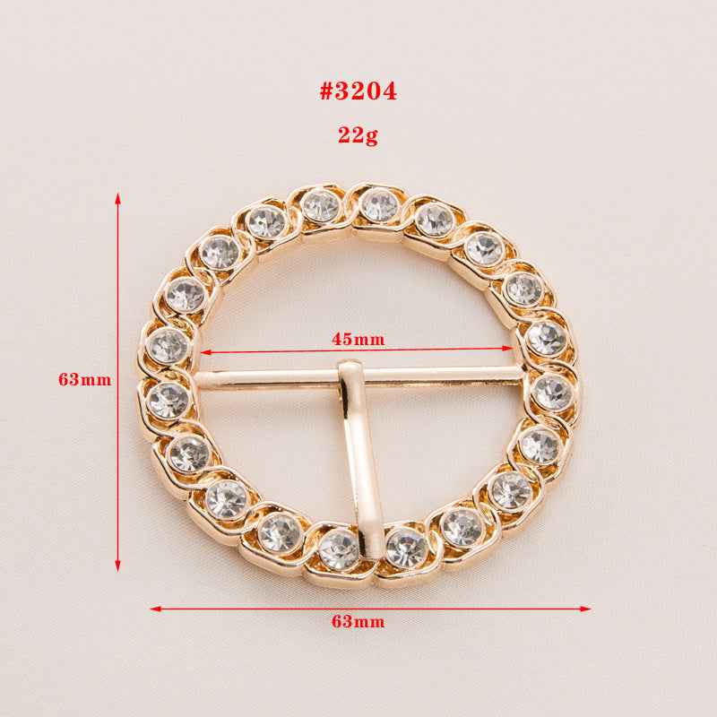 45mm Gold & Silver Metal Rhinestone Round Belt Buckle 20 Pack