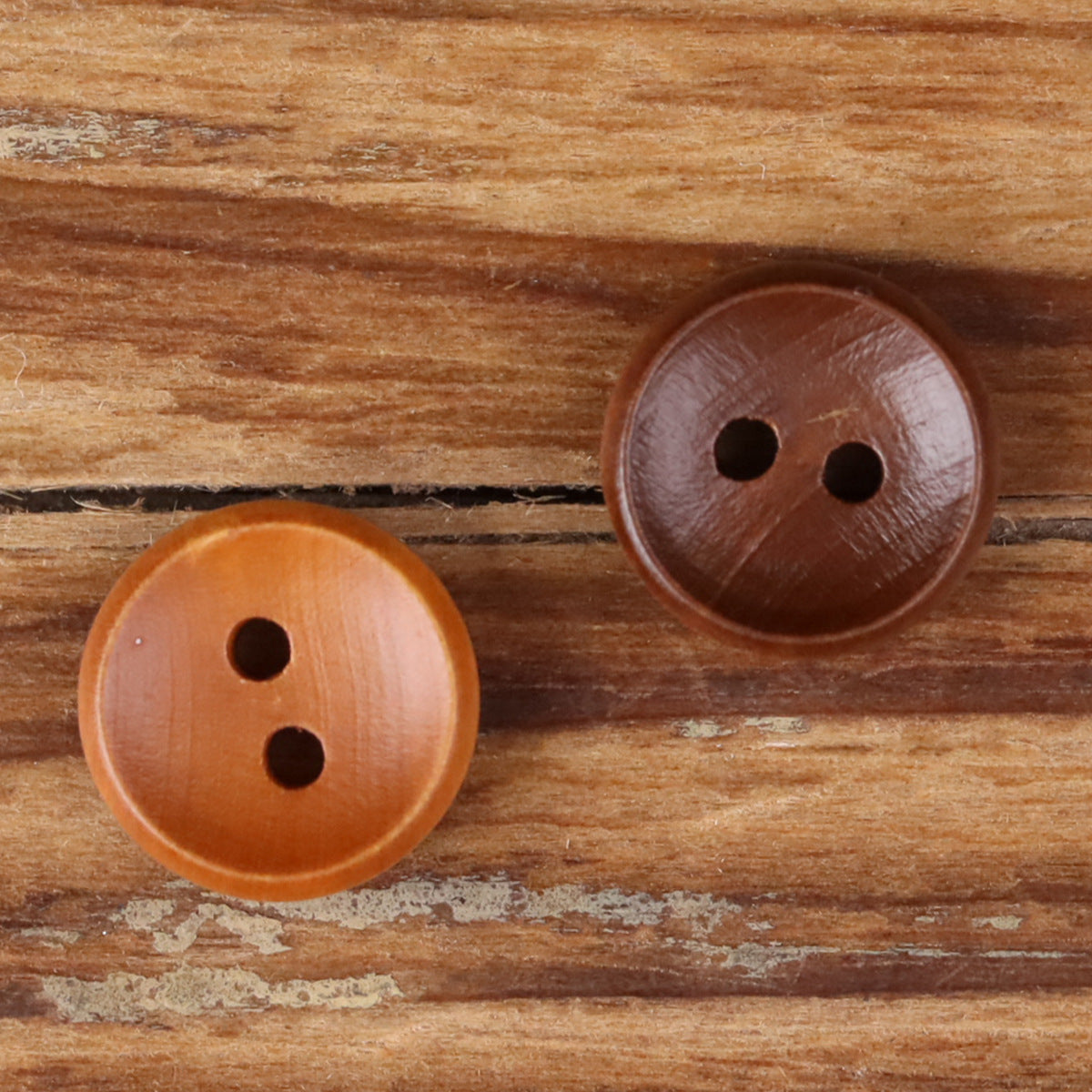 Brown Natural Wood Bowl-Shape 2-Hole Buttons – Set of 30