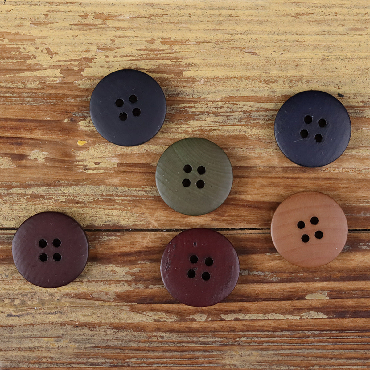 Wood 4-Hole Round Buttons 30pcs for Children's Clothing Cotton Linen Shirts Coats