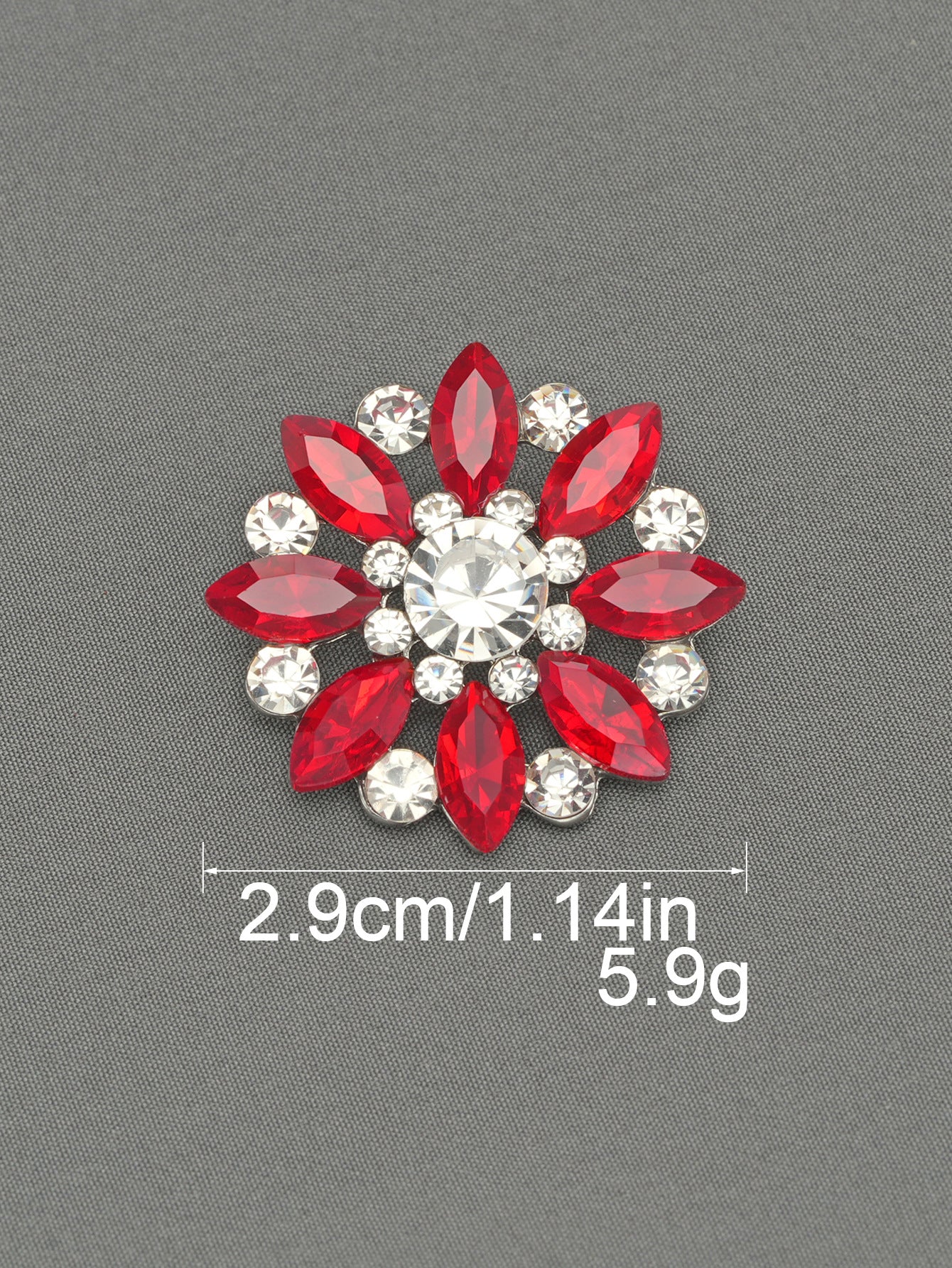 Crystal Flower Rhinestone Zinc Alloy + Glass Shank Buttons 6 Pack