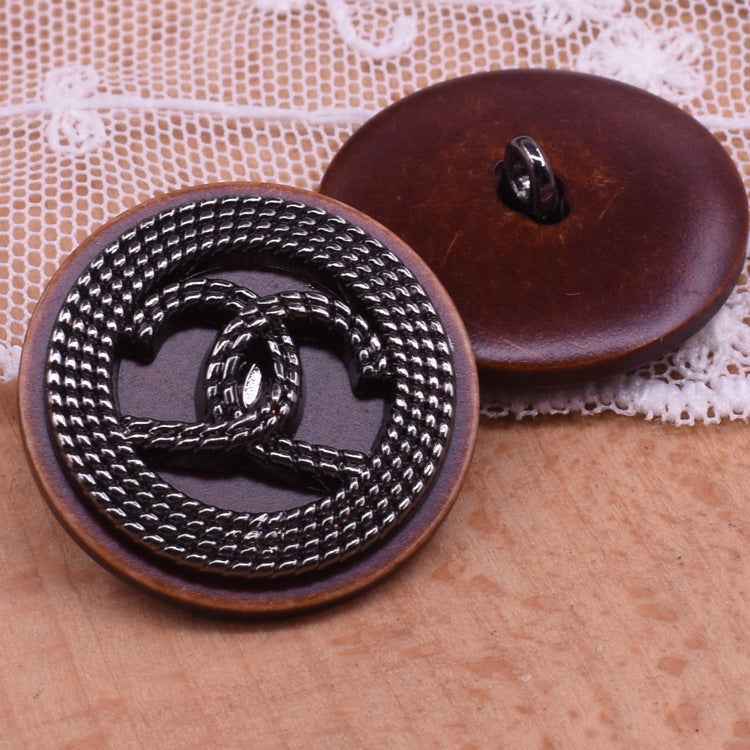 18/23/25mm Brown Resin-Metal Shank Buttons for Cardigans Knitwear