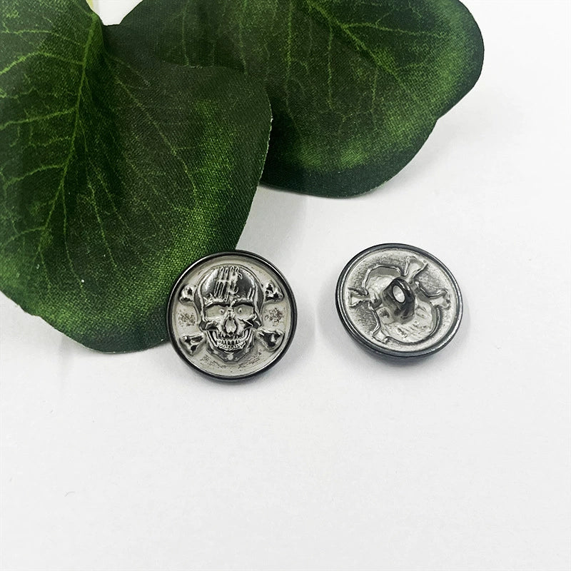 18mm Vintage Skull Decorative Metal Cuff Buttons 100 Pack