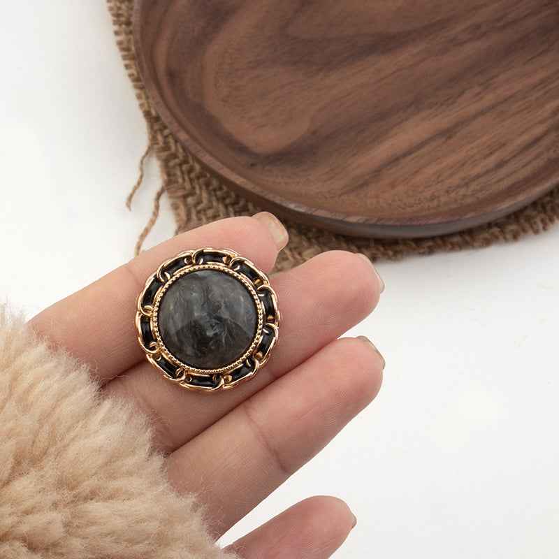 Black Grey Beige Resin Metal Combination Shank Buttons 30pcs