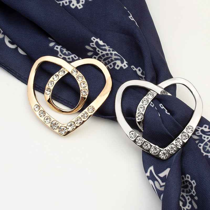 Gold Silver Heart Shaped Diamonds Button for Tops Scarves Knots 10pcs