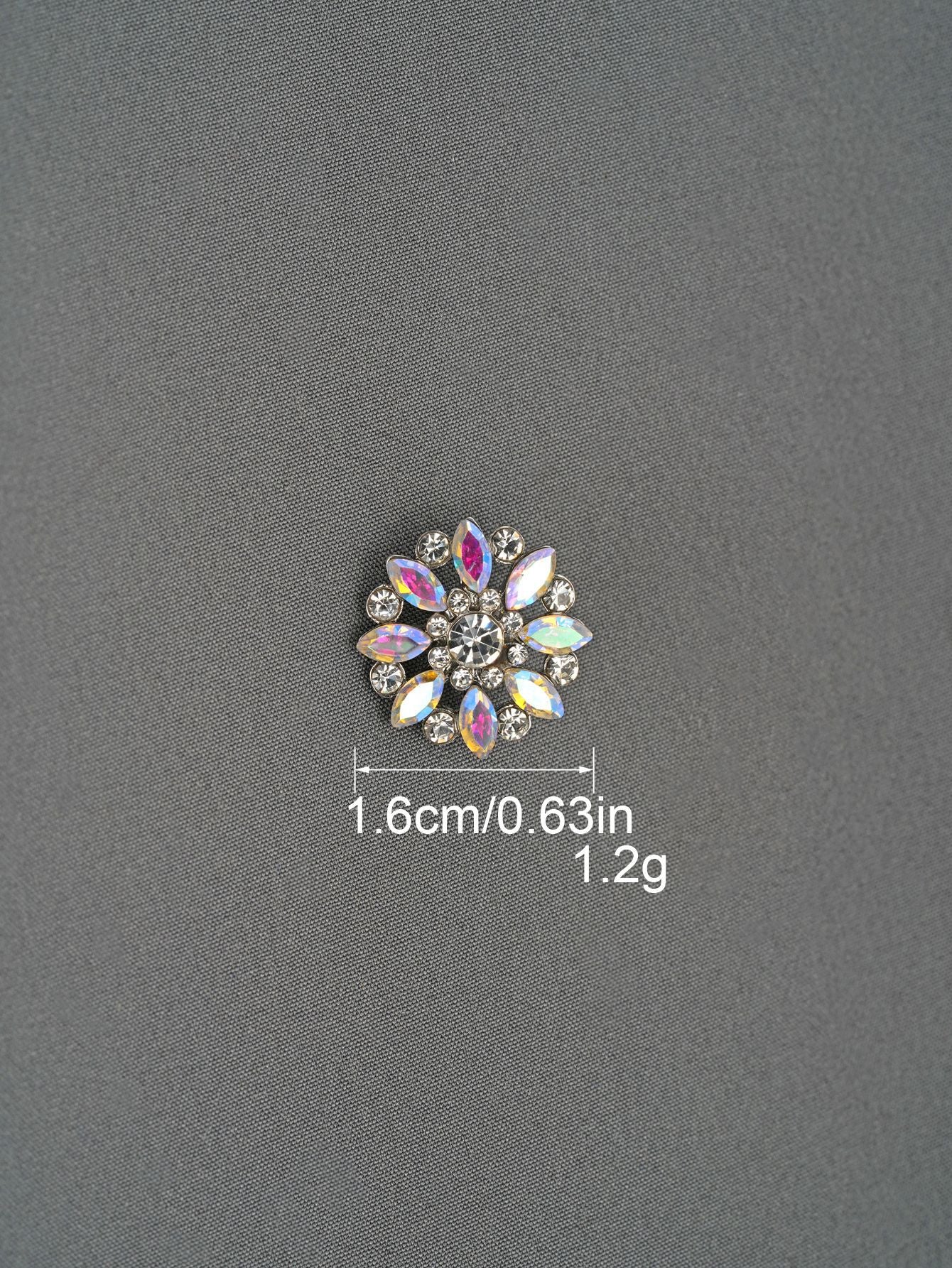 Crystal Flower Rhinestone Zinc Alloy + Glass Shank Buttons 6 Pack