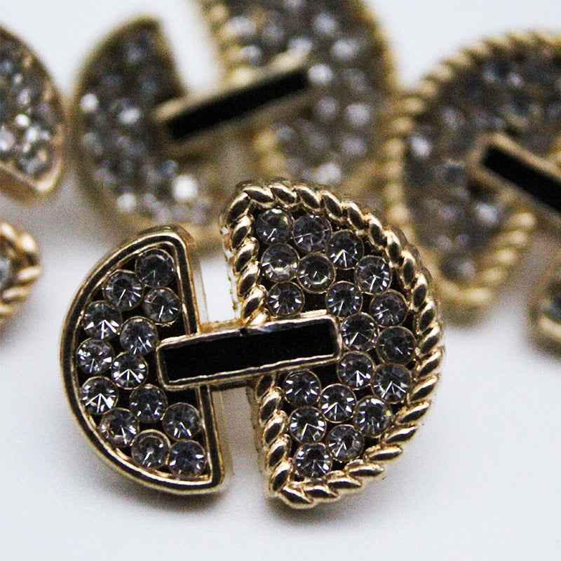 15mm Gold Umbrella-Shaped Shank Rhinestone Metal Buttons 20pcs