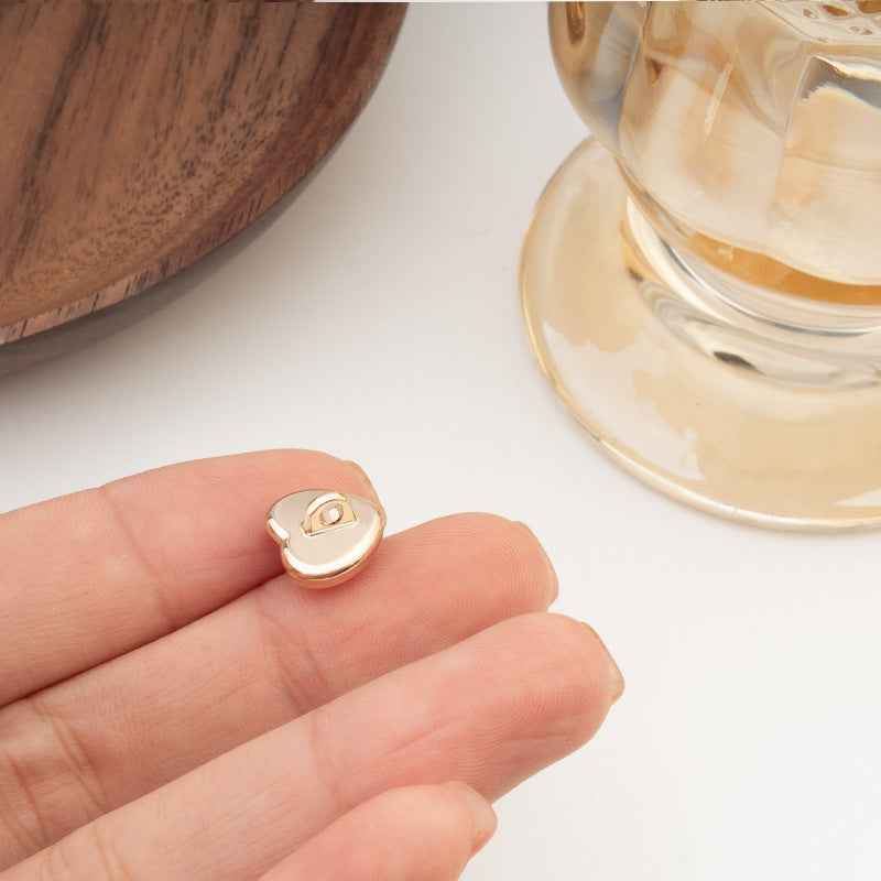 10mm Heart Shaped Buttons with Gold Edge Iridescent Finish 30pcs