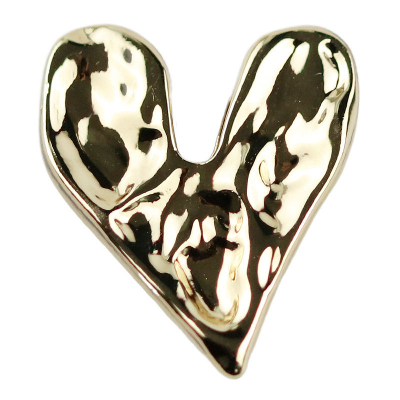 Bright White Rose Gold Hammered Heart Shape Metal Shank Buttons 20pcs