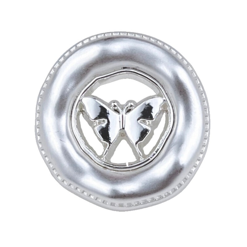 18/23mm Hollow Rolled Edge Butterfly Flocked Metal Button 12pcs