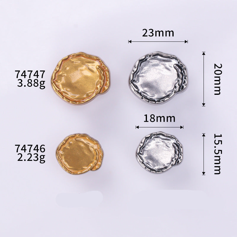Irregular Concave Metal Shank Buttons Set of 20 Antique Gold & Silver